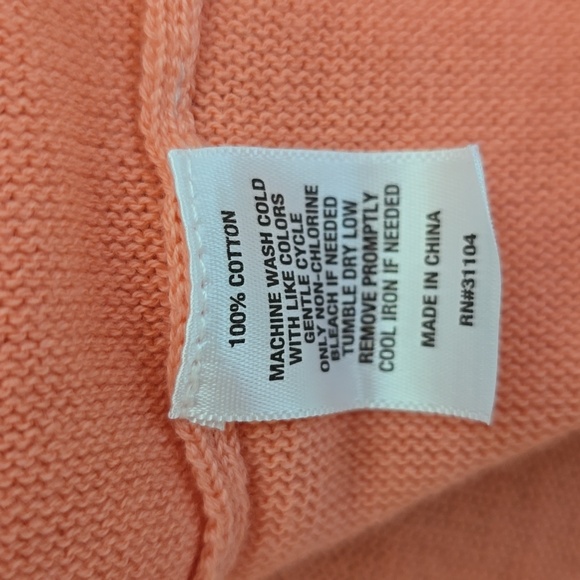 NEW DIRECTIONS WOMENS PEACH & WHITE FRONT BUTTON CARDIGAN SWEATER SIZE SMALL - Picture 16 of 16